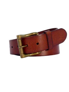 RALPH LAUREN COLLECTION $450 Equestrian Burnished Leather Belt Brass Buckle M